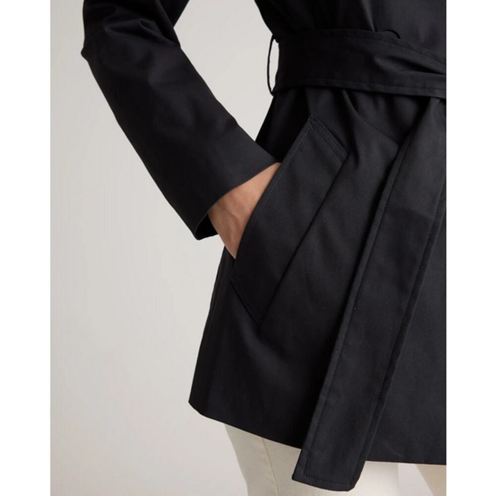 Quince Women Comfort Stretch Short Trench Coat Black Size L - Picture 7 of 8